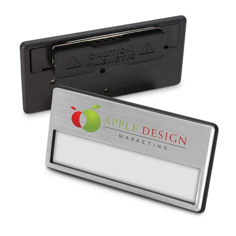 name tags with magnetic back.